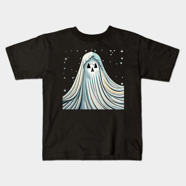 White sheet ghost Kids T-Shirt by Virshan